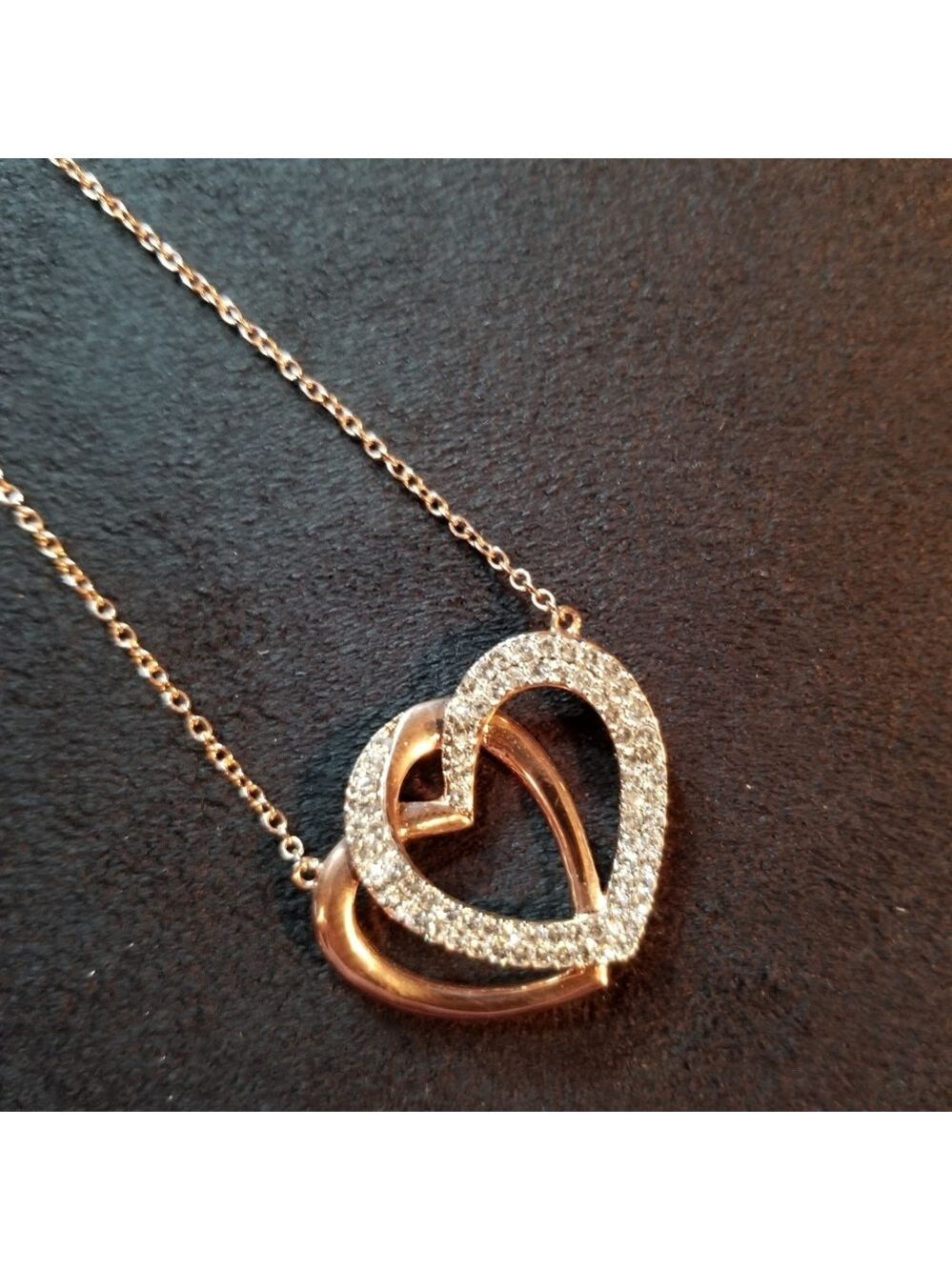 Diamonds Double Hearts Necklace 0.25 TCW 18 Inch